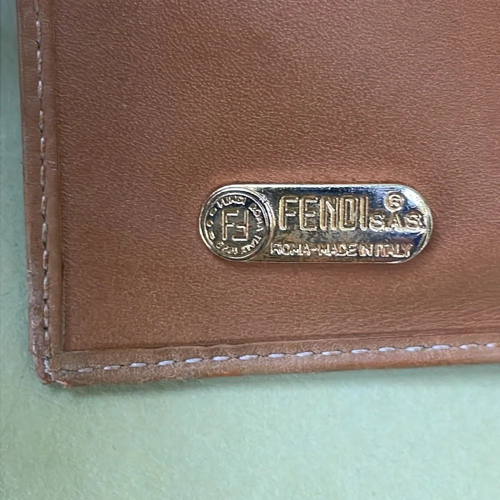 Vintage Fendi orange ten leather bifold wallet
